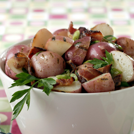 Grilled New Potato Salad w/ Bacon and Scallions
