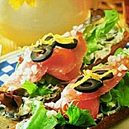 Smoked Salmon, Olive and Herb Tartine