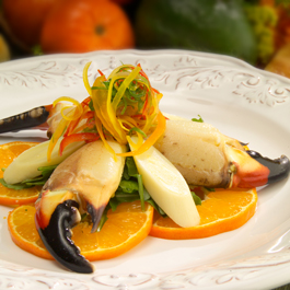 Honey Tangerine Florida Stone Crab Claws with Hearts of Palm Salad