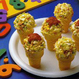 Egg Salad Pizza Cones
