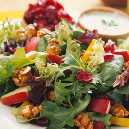 Cranberry Pear Salad with Curried Hazelnuts