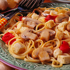 Linguine with Mushroom Caesar Sauce