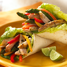 Pork Loin Tortilla Wraps with Roasted Vegetables and Citrus Mint Dressing