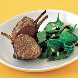 Roast Rack of Lamb with Spinach and Currant Salad