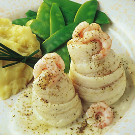 Baked Sole and Prawns