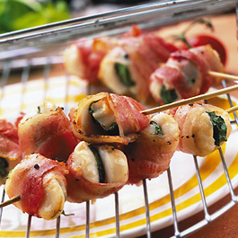 Grilled Sage Scallops Wrapped in Bacon