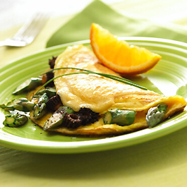 Wisconsin Gouda, Asparagus and Mushroom Omelet