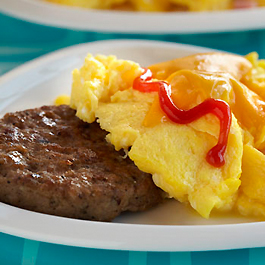 Cheeseburger Topped Scrambled Eggs