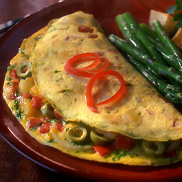 Spanish Omelet with Olives & Red Pepper