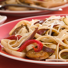 Fettuccini with Spicy Chicken Sausage and Pears