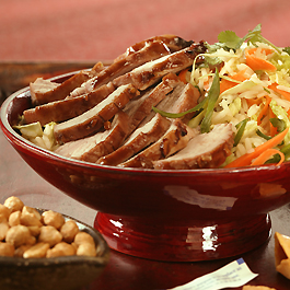 Char Shui (Siu) Style BBQ Pork Tenderloin with Rice and Cabbage Salad