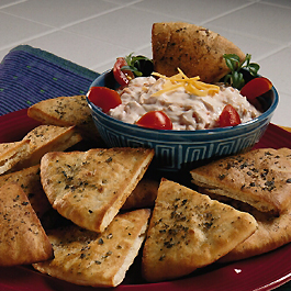 Spicy Wisconsin Cheese and Veggie Dip with Pita Triangles