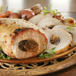 Fig-Stuffed Pork Loin with Roasted Vegetables and Herbes de Provence