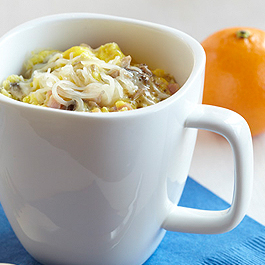 Microwave Ham, Mushroom & Swiss Coffee Cup Scramble