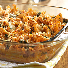 Three Cheese Baked Ziti with Spinach