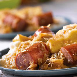 Slow Cooker Kielbasa with Apples, Onions and Sauerkraut