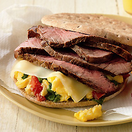 Beef and Spinach Breakfast Sandwich