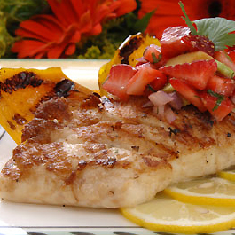 Pan-Grilled Red Snapper with Avocado-Strawberry Salsa
