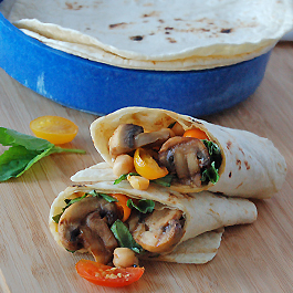 Grilled Mushroom and Chickpea Wrap with Basil