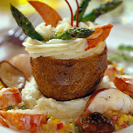 Twice Cooked Idaho® Potato, Grilled Asparagus and Maine Lobster Hash