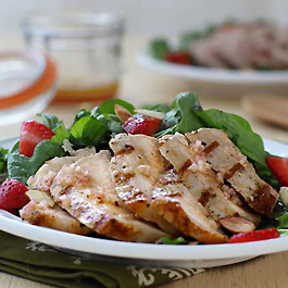 Pork Chop Salad with Strawberries and Almonds