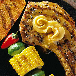 Whiskey-Pepper Chops with Molasses Butter