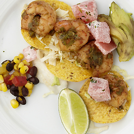 Shrimp Tacos With Watermelon Jicama Salad