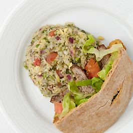 Mediterranean Kebab Wrap with Cilantro Tabbouleh