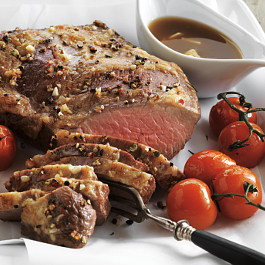 Pepper-Crusted Tri-Tip Roast with Garlic-Sherry Sauce