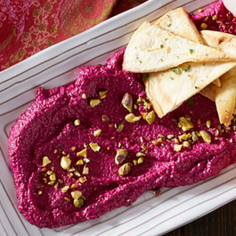 Roasted Beet and Goat Cheese Dip with Pistachios