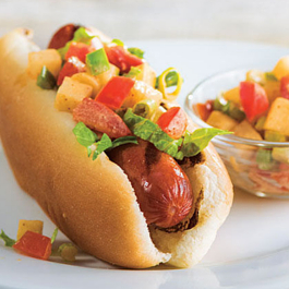 Grilled Hot Dogs with Spicy Jalapeno Topping