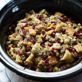 Slow Cooker Pear and Sausage Stuffing