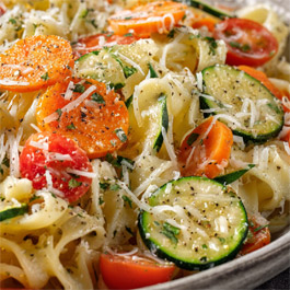 Rainbow Veggie Parmesan Noodles
