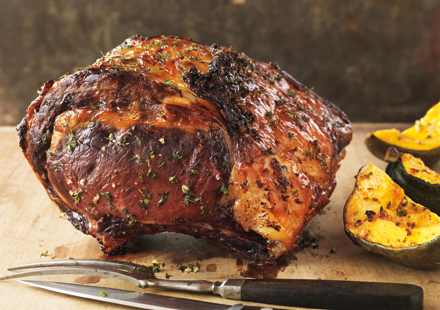 Maple-Glazed Rib Roast with Roasted Acorn Squash