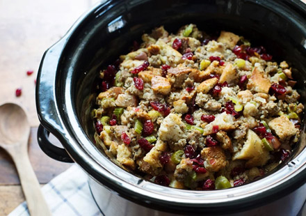 Slow Cooker Pear and Sausage Stuffing